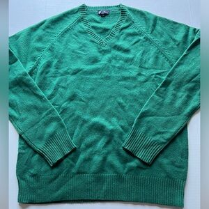 J. Crew Men’s Premium Lambswool Knit Green V-Neck Long Sleeve Sweater XL